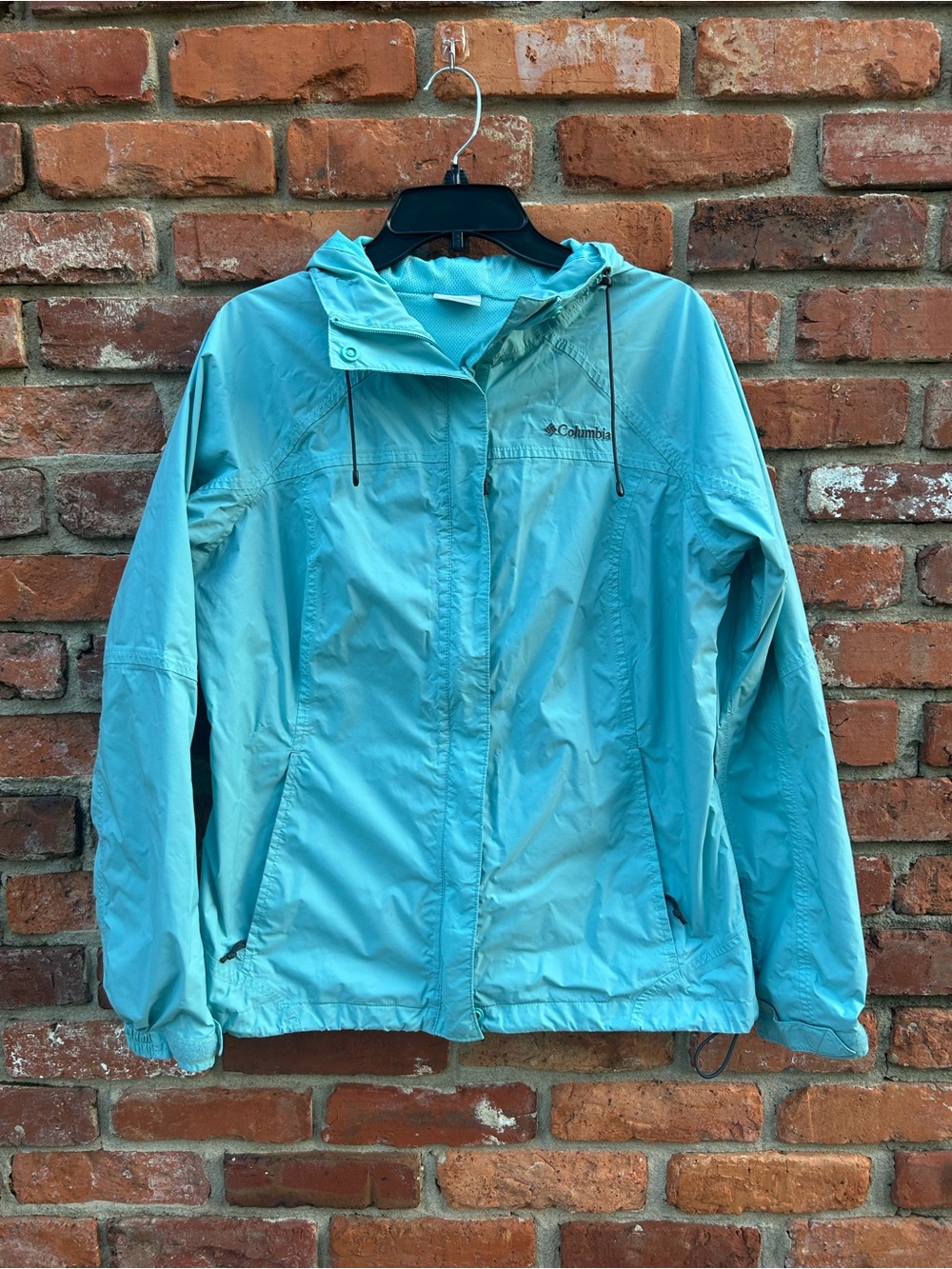 Columbia Women’s Blue Hooded Rain Jacket Waterproof Large